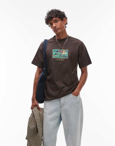 Carhartt WIP – Cream of the Crop – Brun, kort t-shirt med ledig passform och motiv - view 1