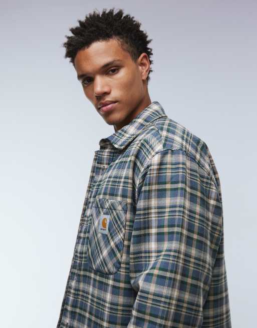 Carhartt WIP - Cronyn - Camicia giacca verde a quadri con fodera trapuntata, 4 di 5