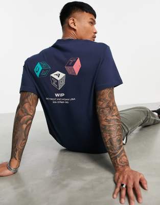 Carhartt WIP cube backprint t-shirt in navy