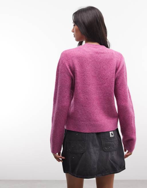 Carhartt WIP Curtis knitted jumper in dark pink, 4 of 4