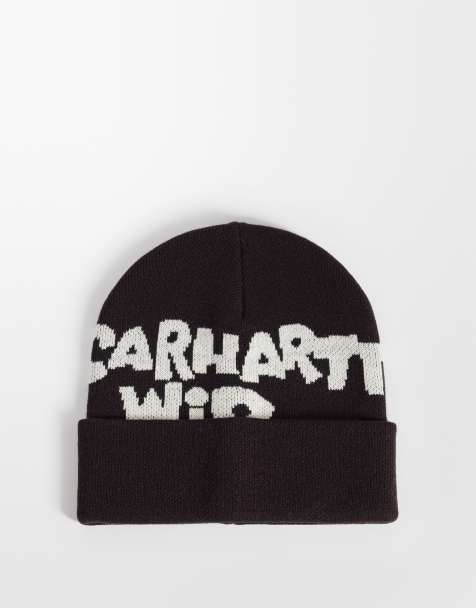 Carhartt WIP Cut Out large logo beanie in dark brown - view 1