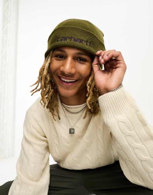 Carhartt WIP – Czapka beanie w kolorze khaki z napisem