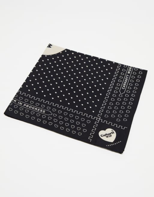 Carhartt WIP – Czarna bandana we wzór w serca, 2 z 4