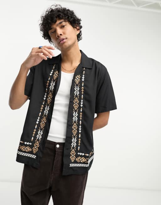 Carhartt WIP – Czarna koszula z geometrycznym wzorem