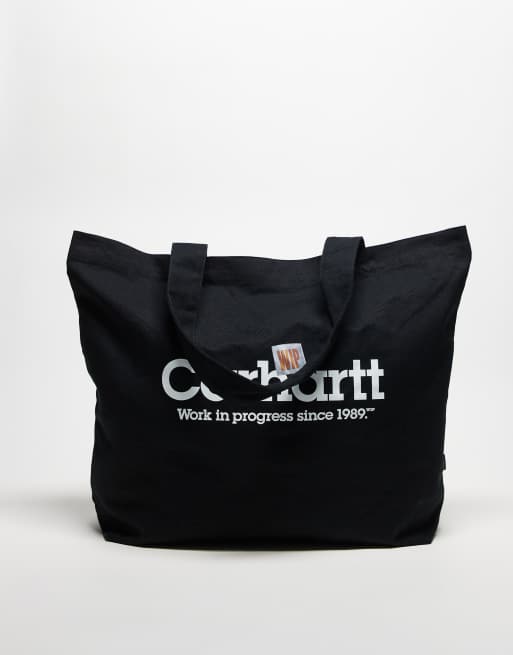 Carhartt WIP – Czarna płócienna torba typu tote z grafiką 