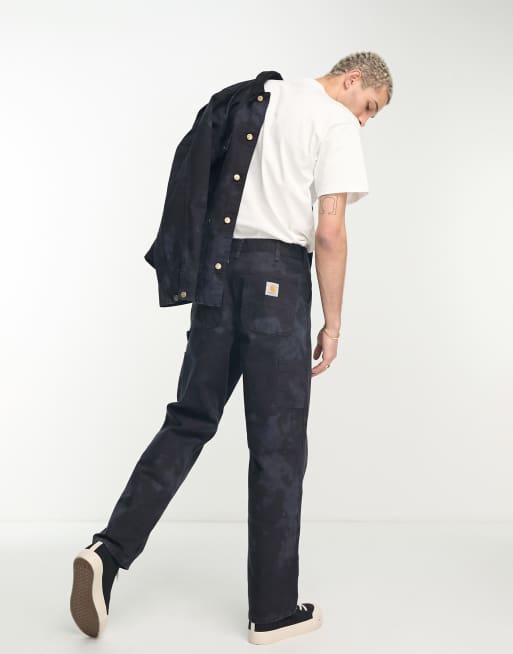 Carhartt WIP – Czarne spodnie z prostymi nogawkami typu carpenter