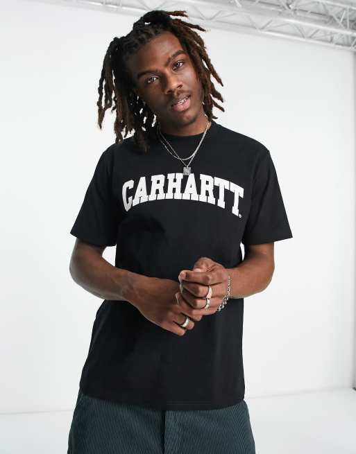 Carhartt WIP – Czarny T-shirt w stylu uczelnianym