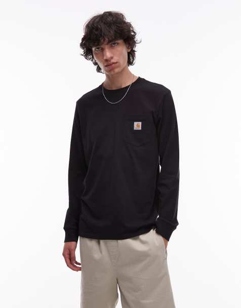 Carhartt WIP – Czarny T-shirt z długimi rękawami i kieszonką - view 1