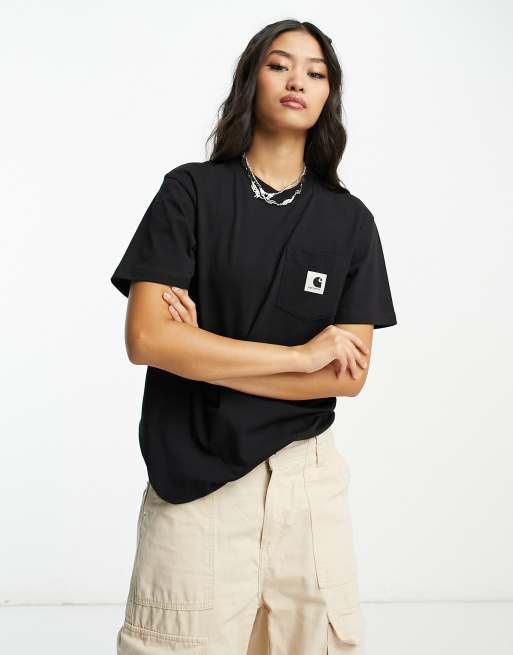 Carhartt WIP – Czarny t-shirt z kieszenią