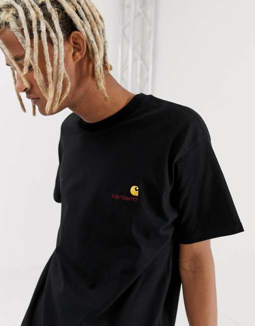 Carhartt WIP – Czarny t-shirt z logo American script