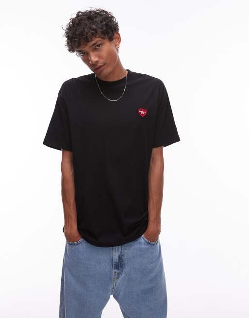 Carhartt WIP – Czarny T-shirt z nadrukiem „Heart II Hartt“ na plecach