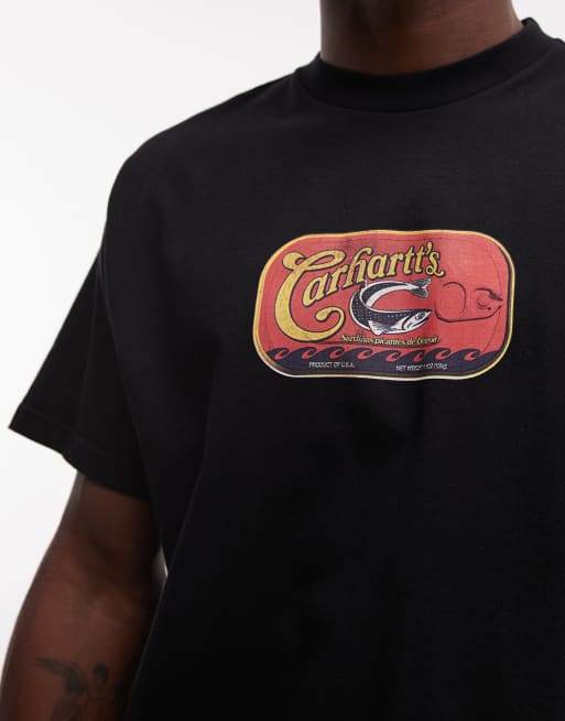 Carhartt WIP – Czarny T-shirt z nadrukiem sardynek, 3 z 5