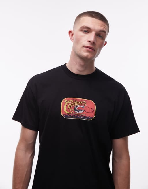 Carhartt WIP – Czarny T-shirt z nadrukiem sardynek, 4 z 5