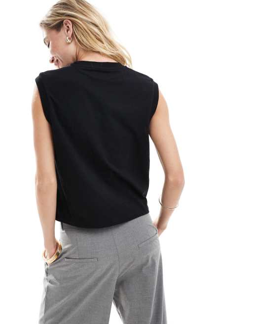 Carhartt WIP – Czarny top bez rękawów w stylu uczelnianym, 3 z 4