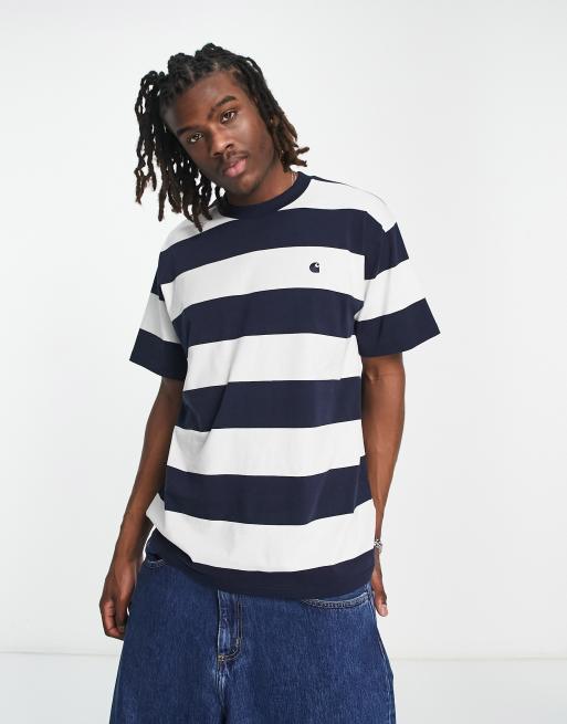 Carhartt WIP - Dampier - Gestreept T-shirt in marineblauw