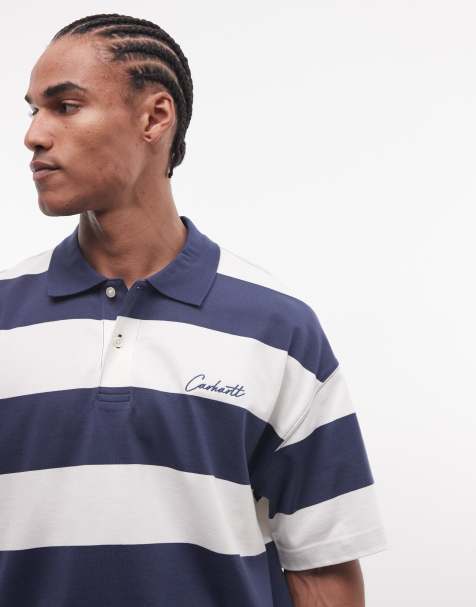 Carhartt WIP - Delray - Polo à rayures - Bleu - view 1