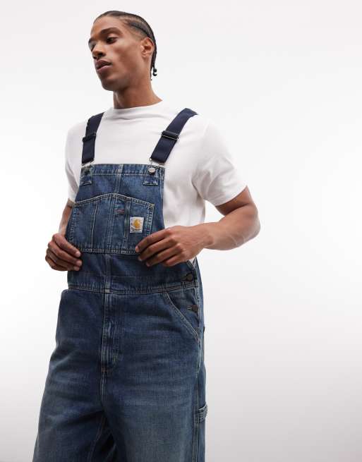 Carhartt WIP denim dungarees in mid blue wash, 5 of 5
