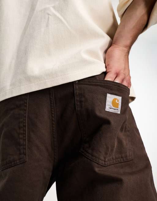 Carhartt WIP Derby loose tapered pants in brown, 3 of 4