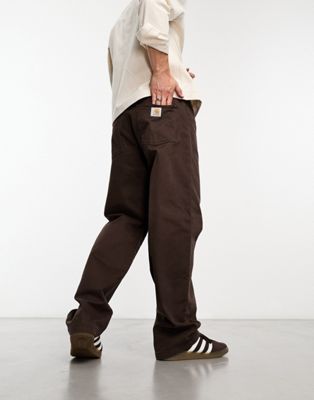Carhartt WIP derby loose tapered trousers in brown - ASOS Price Checker