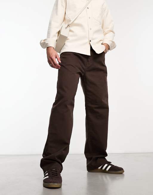 Carhartt WIP derby loose tapered trousers in brown, 4 of 4