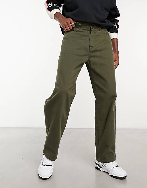 Carhartt WIP derby loose tapered trouserss in green | ASOS