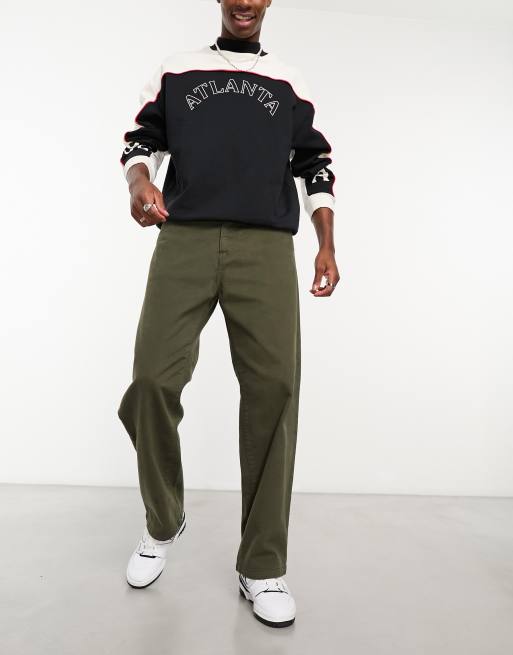Carhartt WIP derby loose tapered trouserss in green, 4 of 4