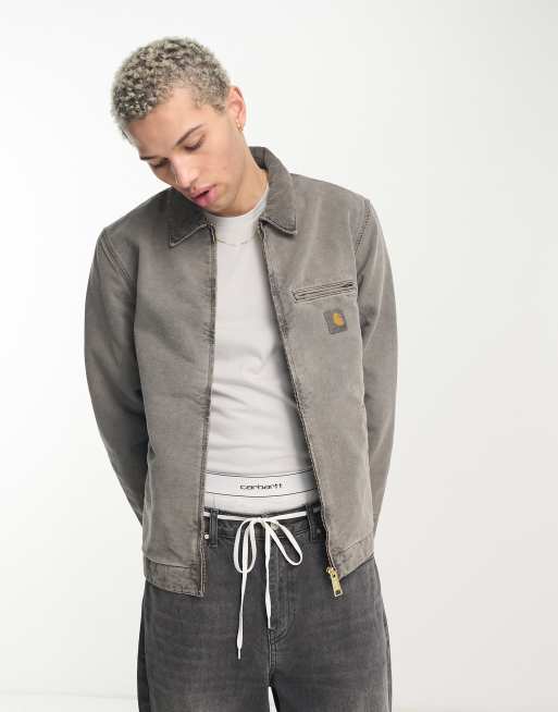 Carhartt WIP – Detroit – Gefärbte Jacke in verwaschenem Schwarz