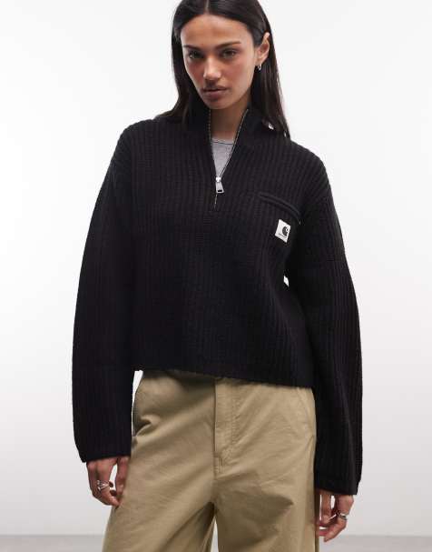 Carhartt WIP Detroit half zip jumper in black - view 1