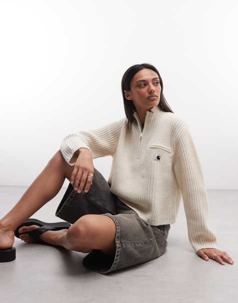 Carhartt WIP Detroit half zip jumper in natural - view 1