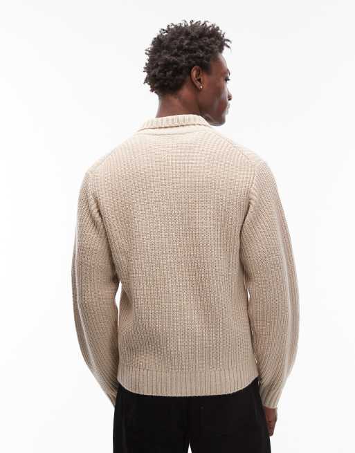 Carhartt WIP Detroit half-zip knitted jumper in beige | ASOS