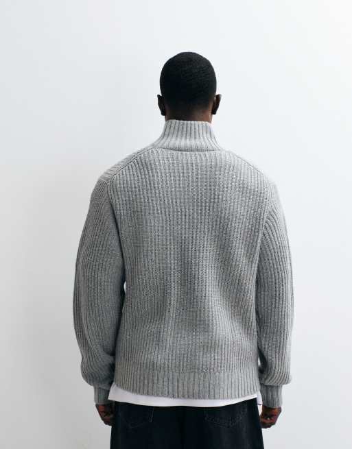 Carhartt WIP Detroit half zip knitted jumper in grey heather, 5 of 5