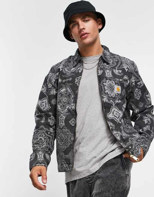 Carhartt WIP – Detroit – Jacke in Schwarz mit Paisleymuster