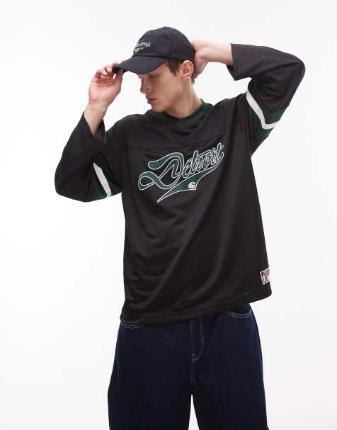 Carhartt WIP detroit long sleeve mesh sports style jersey in black - view 1
