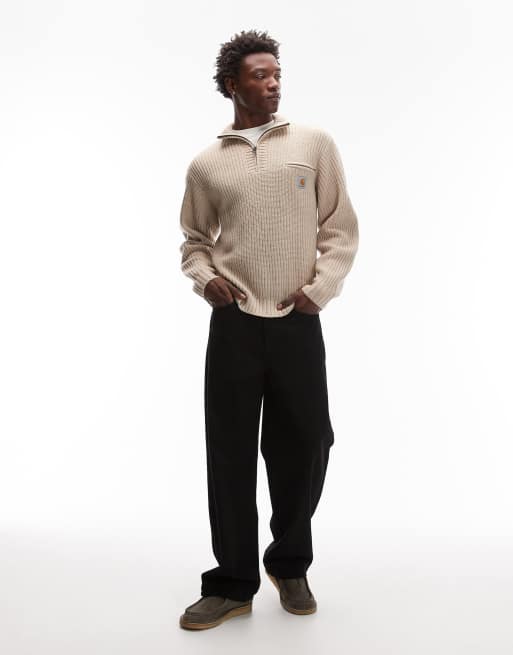 Carhartt WIP - Detroit - Maglione beige con zip corta, 2 di 5