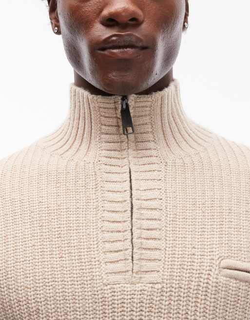 Carhartt WIP - Detroit - Maglione beige con zip corta, 5 di 5
