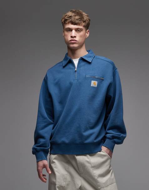 Carhartt WIP – Detroit – Mörkblå sweatshirt med kort dragkedja - view 1