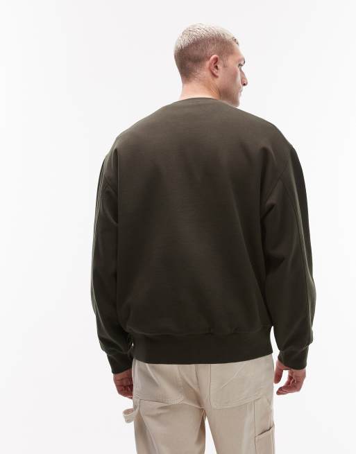 Carhartt WIP – Detroit – Oversize-Sweatshirt in Khakigrün mit Futter mit Waffelstruktur, 3 von 5