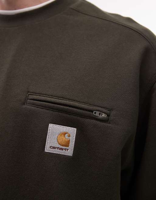 Carhartt WIP – Detroit – Oversize-Sweatshirt in Khakigrün mit Futter mit Waffelstruktur, 5 von 5