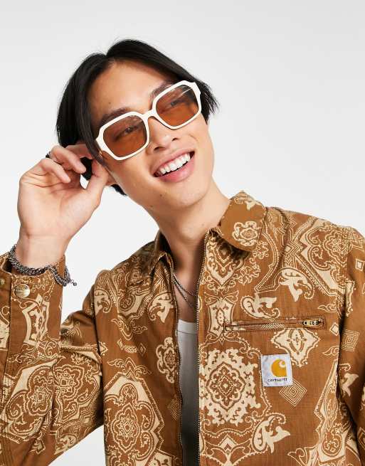 Carhartt WIP Detroit paisley jacket in tan, 3 of 4