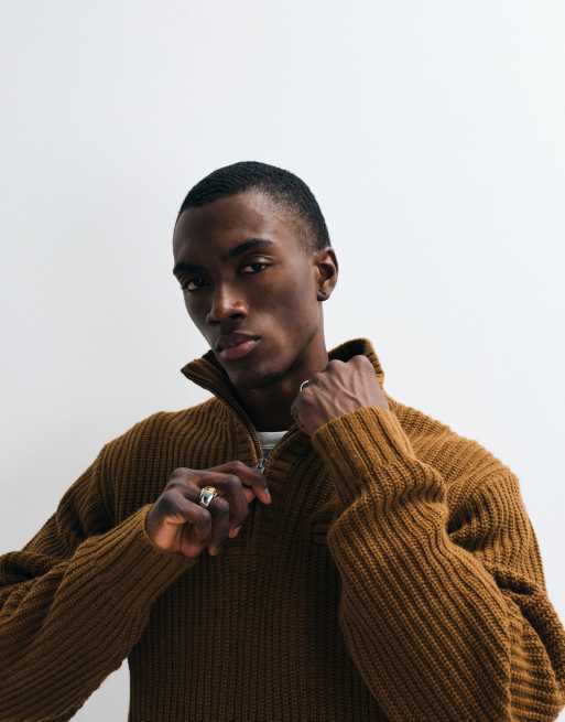Carhartt WIP - Detroit - Pull en maille à col zippé - Marron hamilton, 2 de 5
