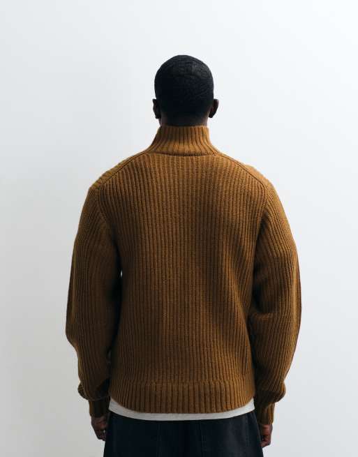 Carhartt WIP - Detroit - Pull en maille à col zippé - Marron hamilton, 3 de 5