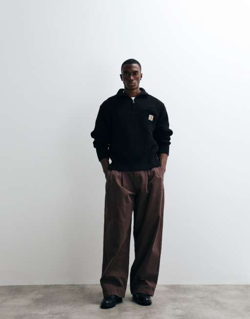 Carhartt WIP - Detroit - Sort strikket trøje med halv lynlås, 2 af 5