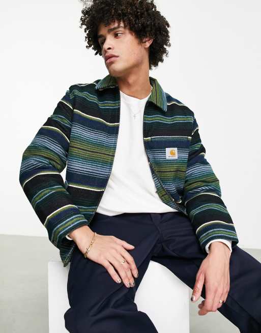 Carhartt WIP - Detroit Tuscon - Sort jakke med multifarvede striber