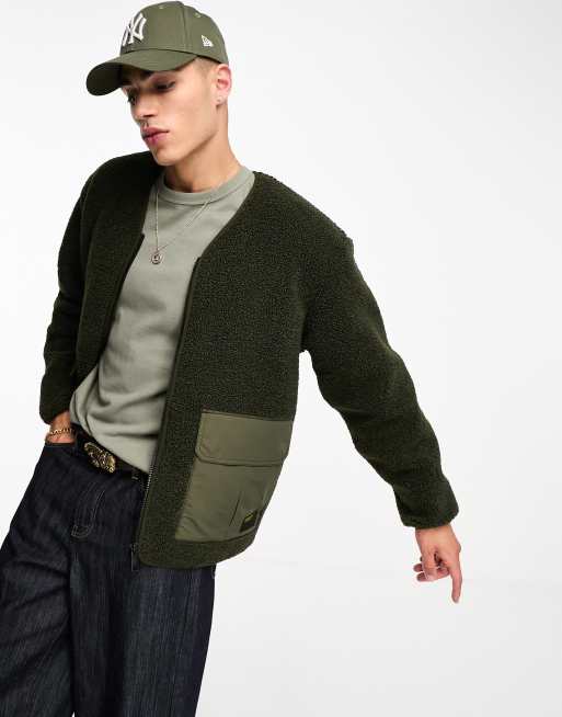 Carhartt WIP – Devin – Oberteil aus Sherpa-Fleece in Grün
