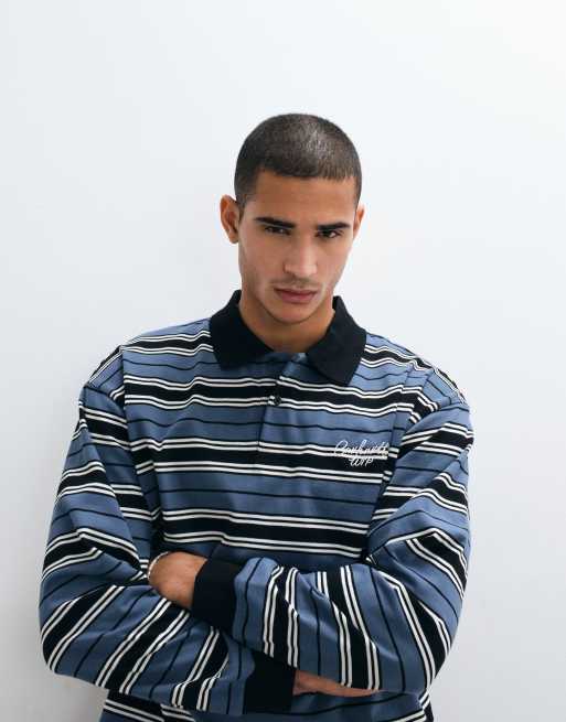Carhartt WIP Devitt long sleeve rugby shirt in multi stripe, 5 of 5