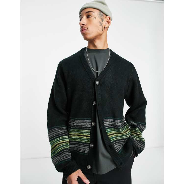 Carhartt WIP dillon striped cardigan in black