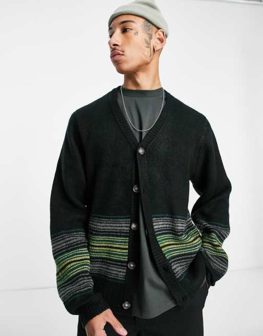 Carhartt WIP dillon striped cardigan in black