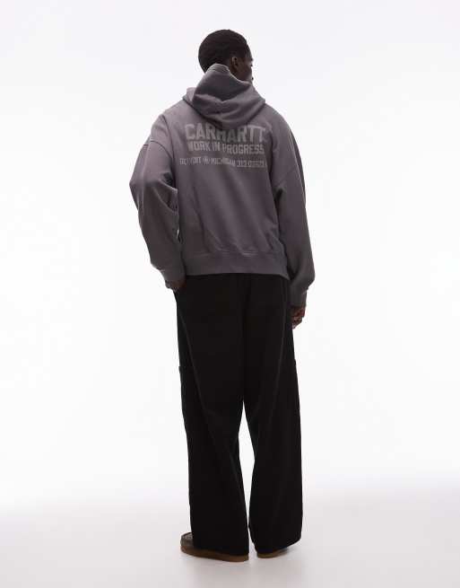 Carhartt WIP distance boxy fit pullover hoodie in dark grey, 2 of 5