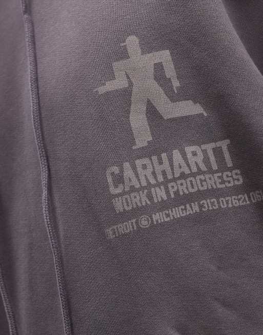 Carhartt WIP distance boxy fit pullover hoodie in dark grey, 5 of 5
