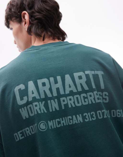 Carhartt WIP – Distance – Mörkgrön t-shirt i oversize med boxig passform och tryck fram- och baktill, 5 av 5